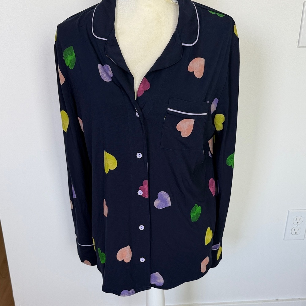 Soma Cool Nights Navy Heart Print Pajama top